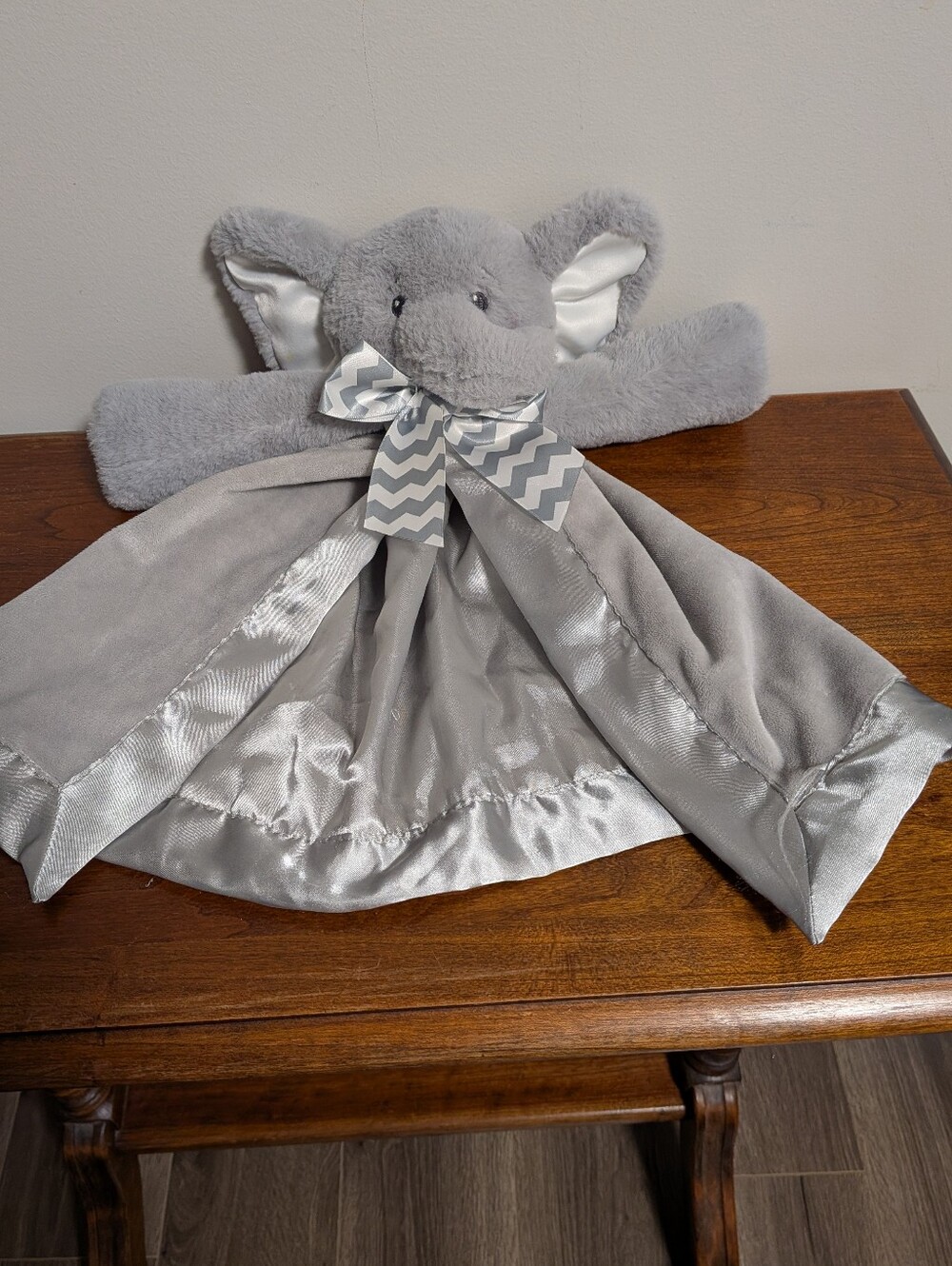 Bearington Baby Lovey Elephant Tags Plush Satin Security Blanket